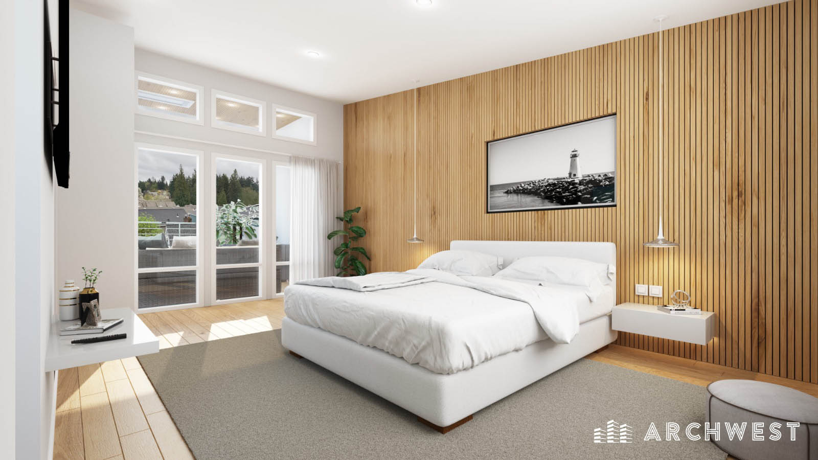 13. 3D Renderin of an Eclectic Bedroom, Miami, USA